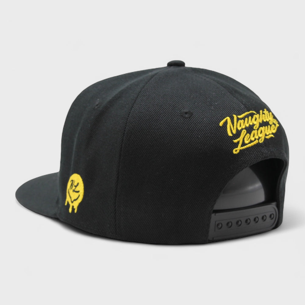Naughty League Texas Beaver Hunters Letter Logo snapback black/yellow - Shop-Tetuan