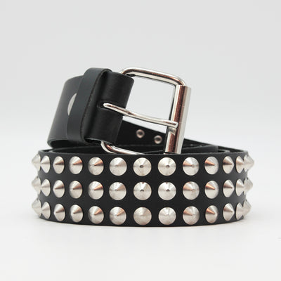 Conical Studded leather belt 3 row black - Shop-Tetuan