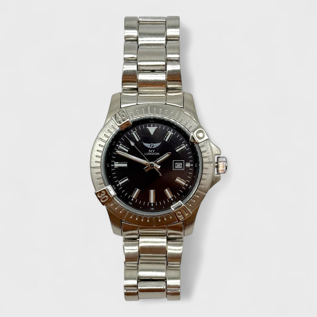 NY London Twistable Analogue Metal Bracelet Watch silver/black - Shop-Tetuan