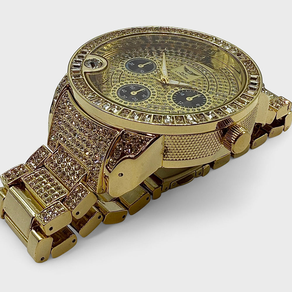 NY London Round Silver Crystals Watch gold/black - Shop-Tetuan