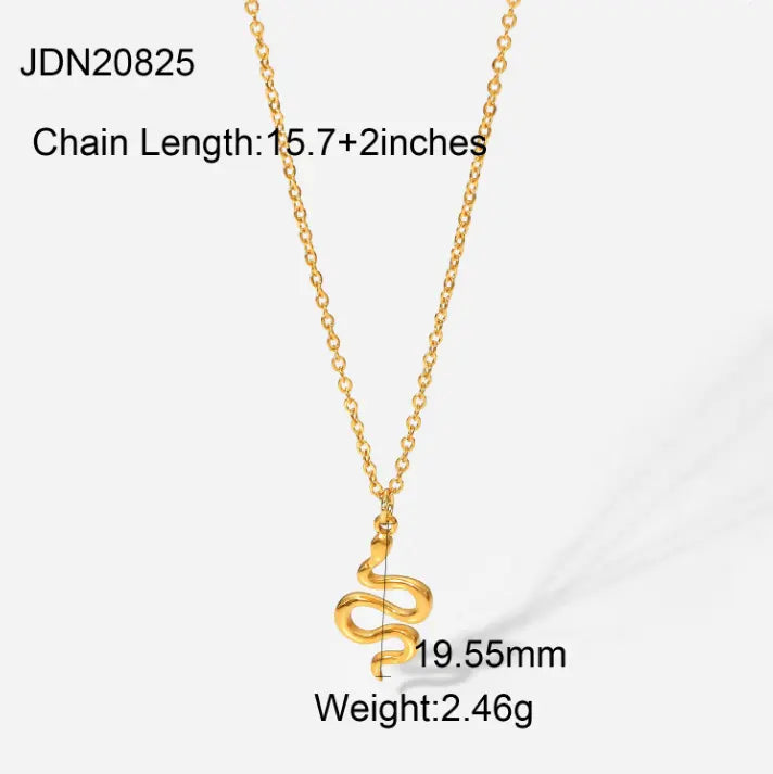 Snake Chain Pendant Necklace 18K Gold Plated steel/gold - Shop-Tetuan