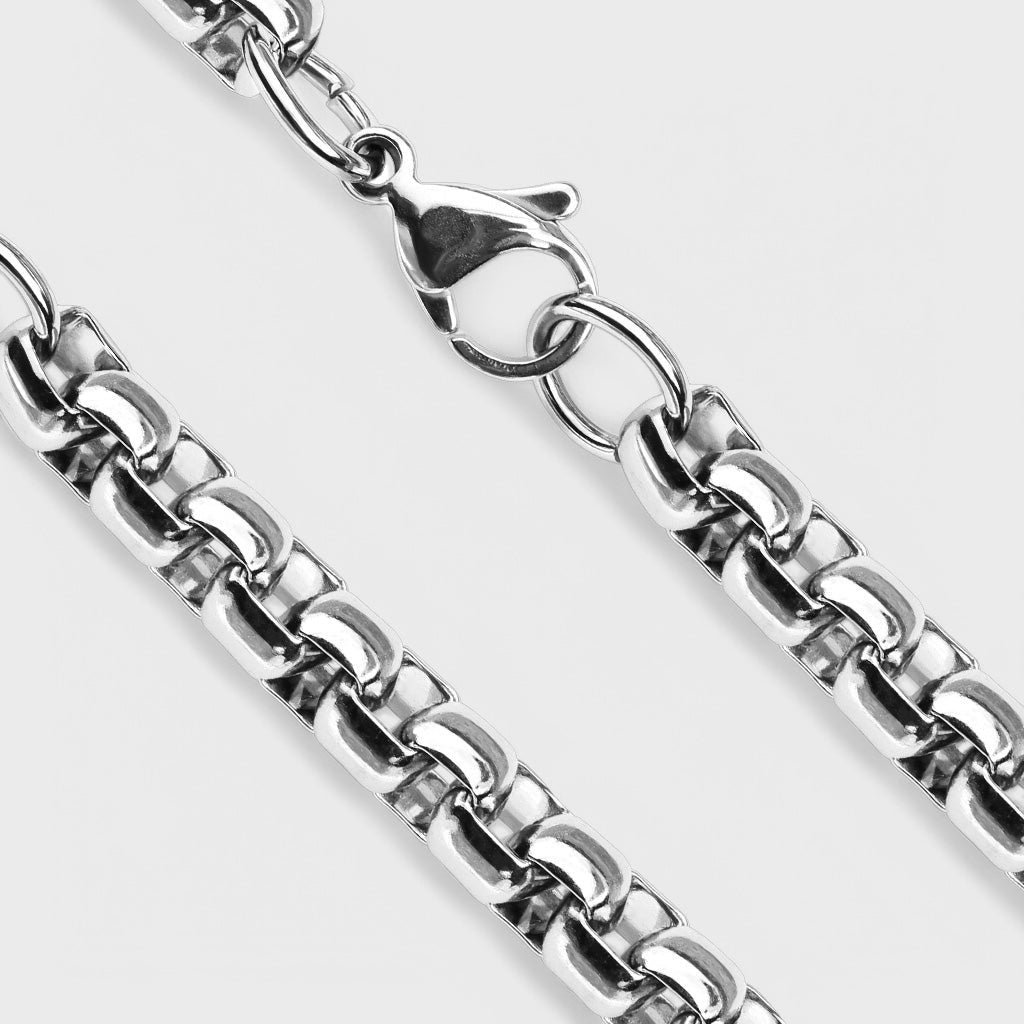 Hand Polished Stainless Steel Round Box Chain Necklaces Silver - Shop-Tetuan