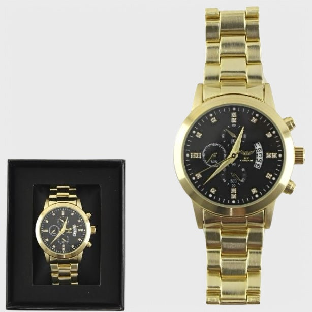 NY London Round Metal Bracelet Watch gold/black - Shop-Tetuan