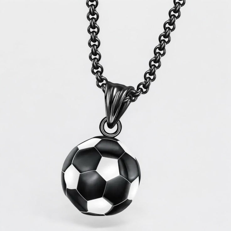 Football Necklace Pendant steel/black - Shop-Tetuan