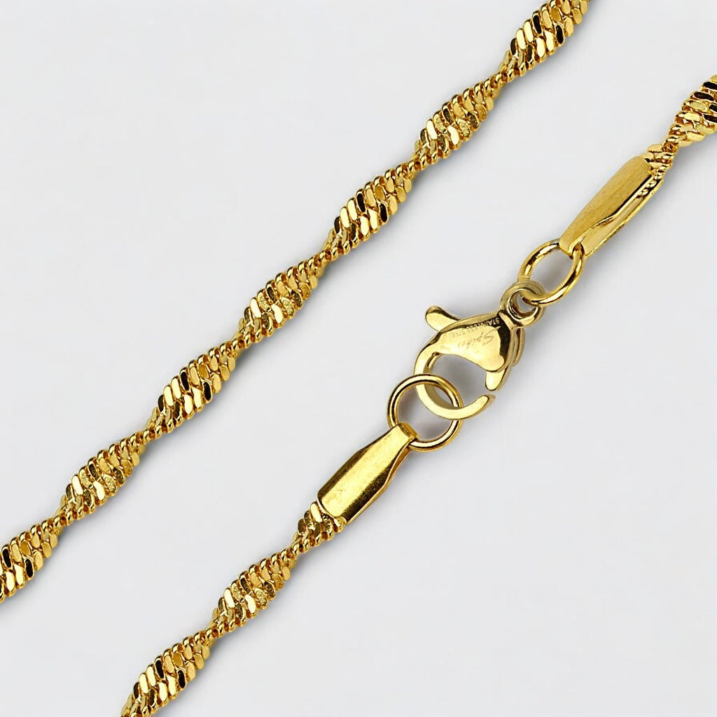 Singapore 316L Stainless Steel Chain Necklaces gold - Shop-Tetuan