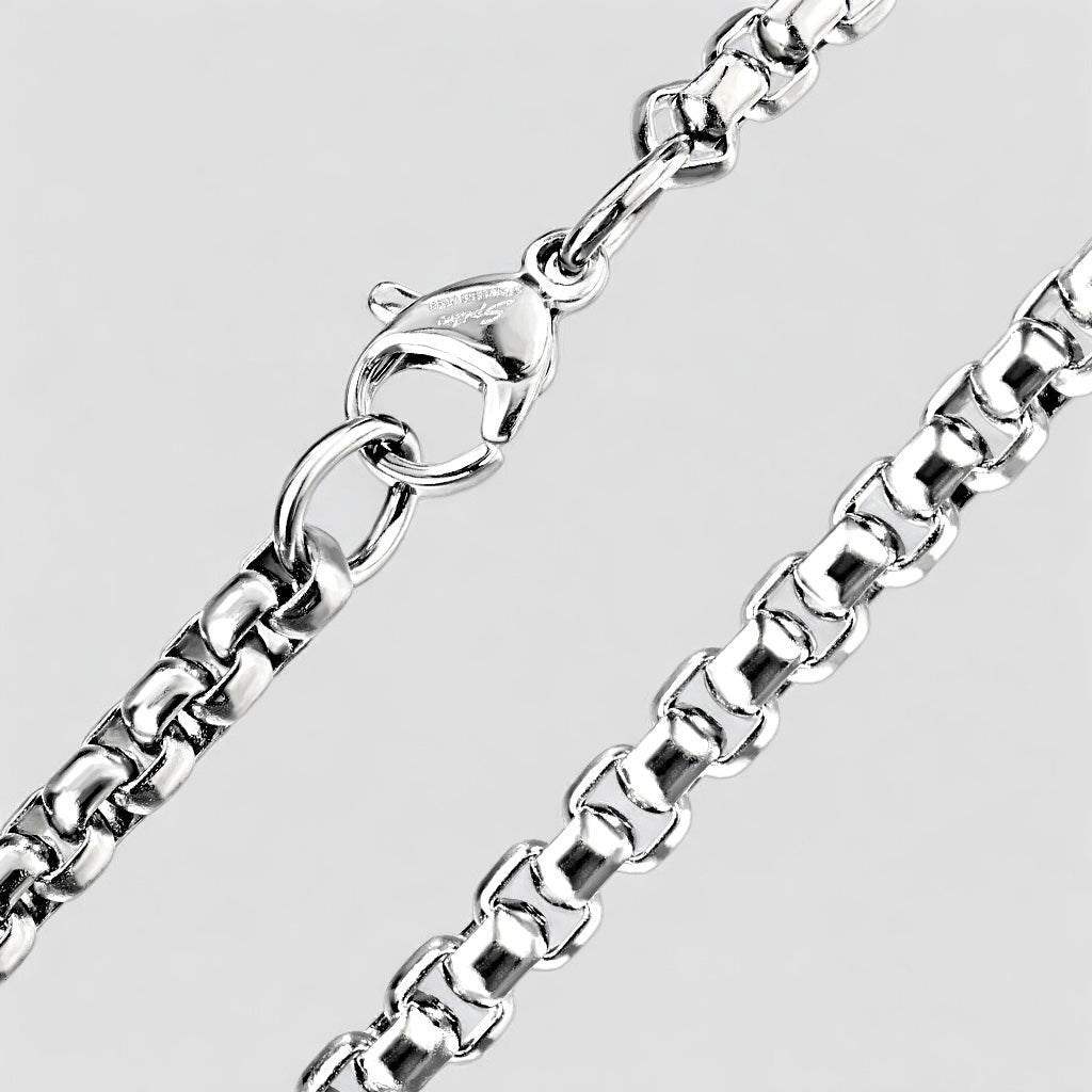 Round Box Chain Necklace with Lobster Clasp Stainless Steel - Shop-Tetuan