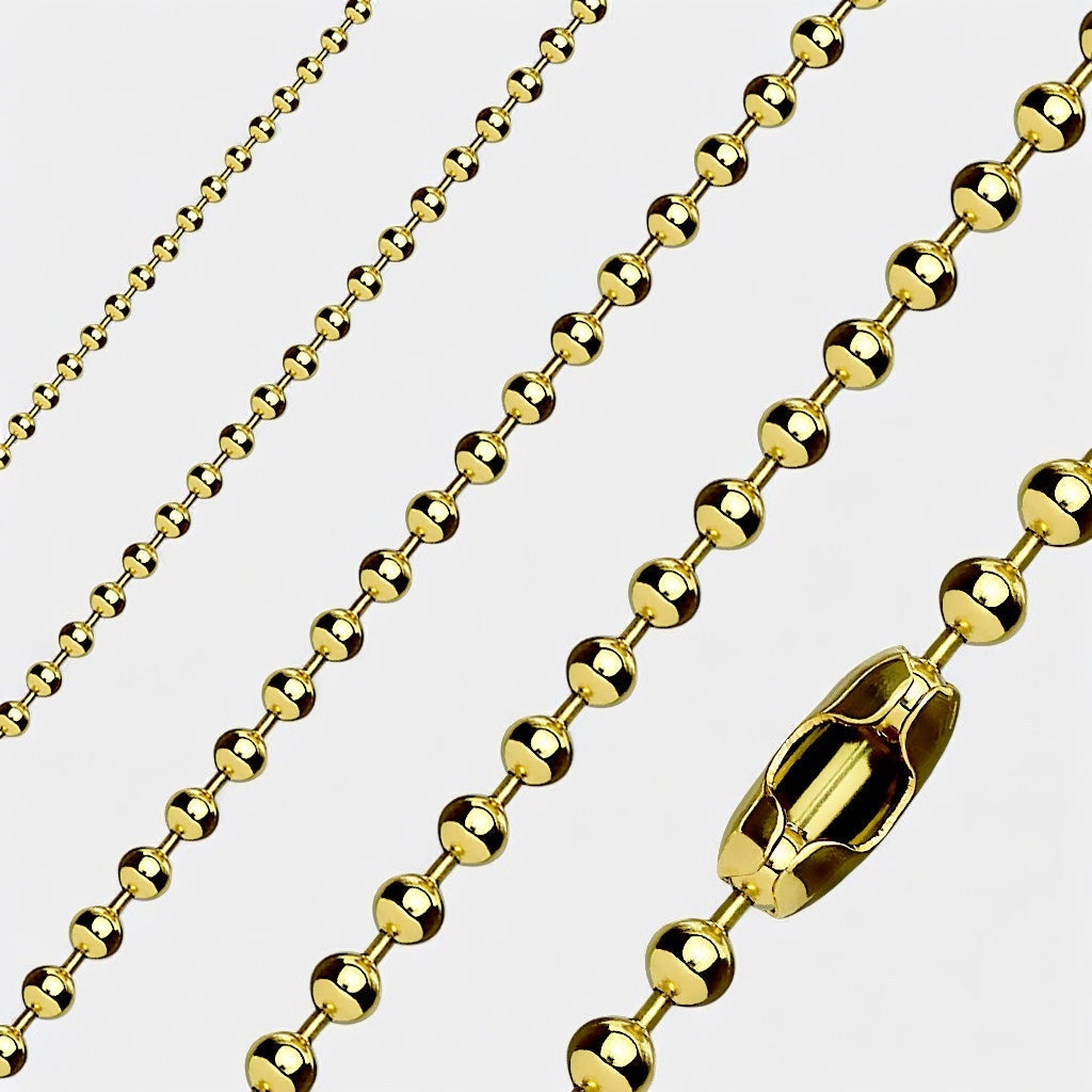 Gold Plate 316L Stainless Steel 4mm Ball Chain Necklace - Shop-Tetuan