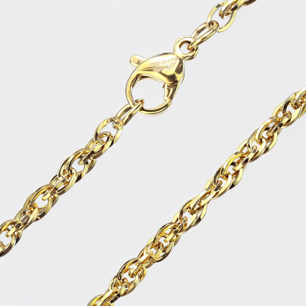 Double Round Chain Necklace with Lobster Clasp steel/gold - Shop-Tetuan