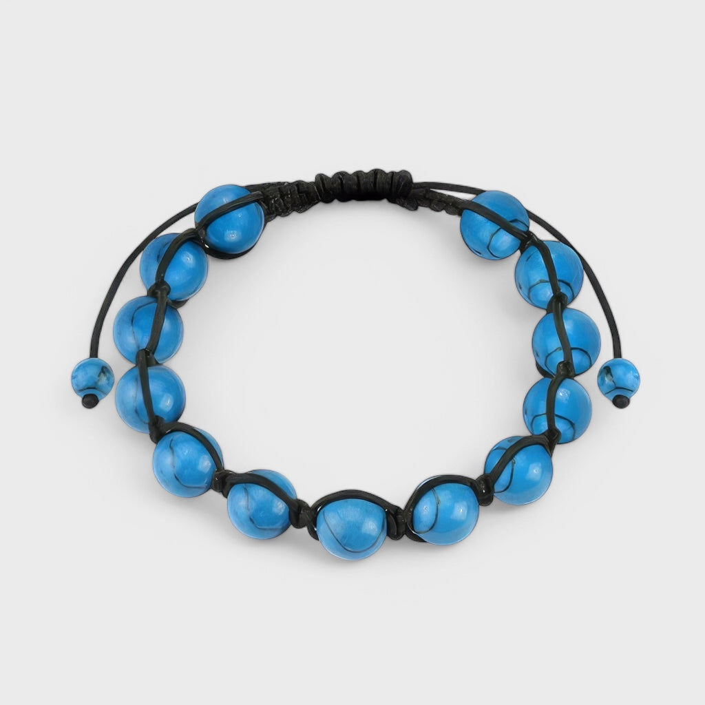 Turquoise Stone Round Beads Bracelet - Shop-Tetuan