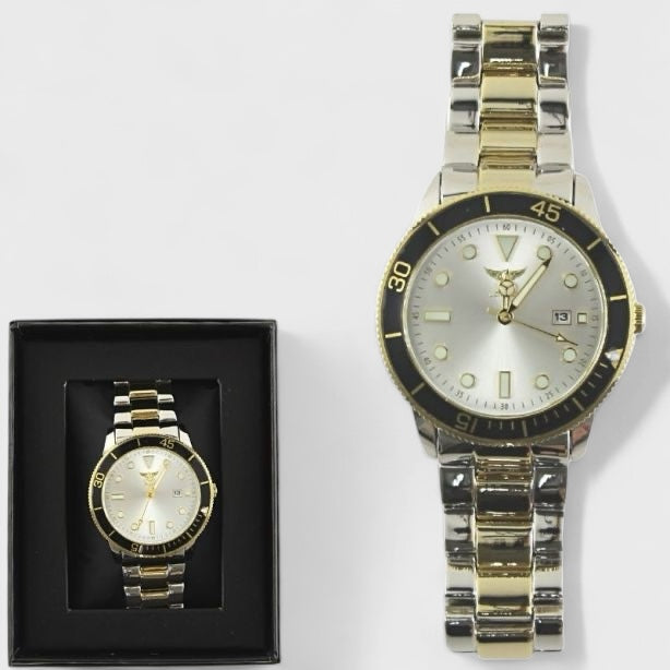 NY London Round Metal Bracelet Watch silver/gold