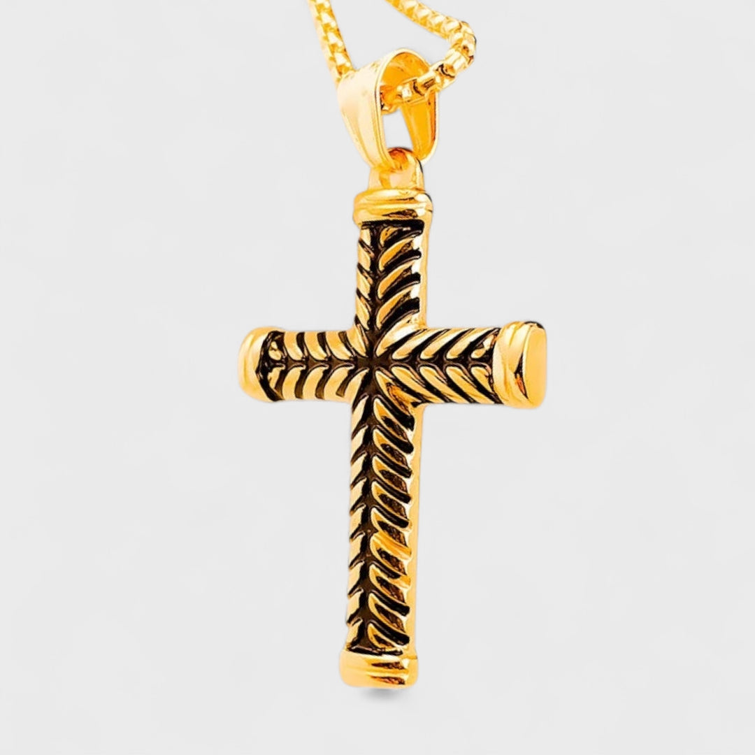 Fishbone Cross Pendant Chain gold - Shop-Tetuan