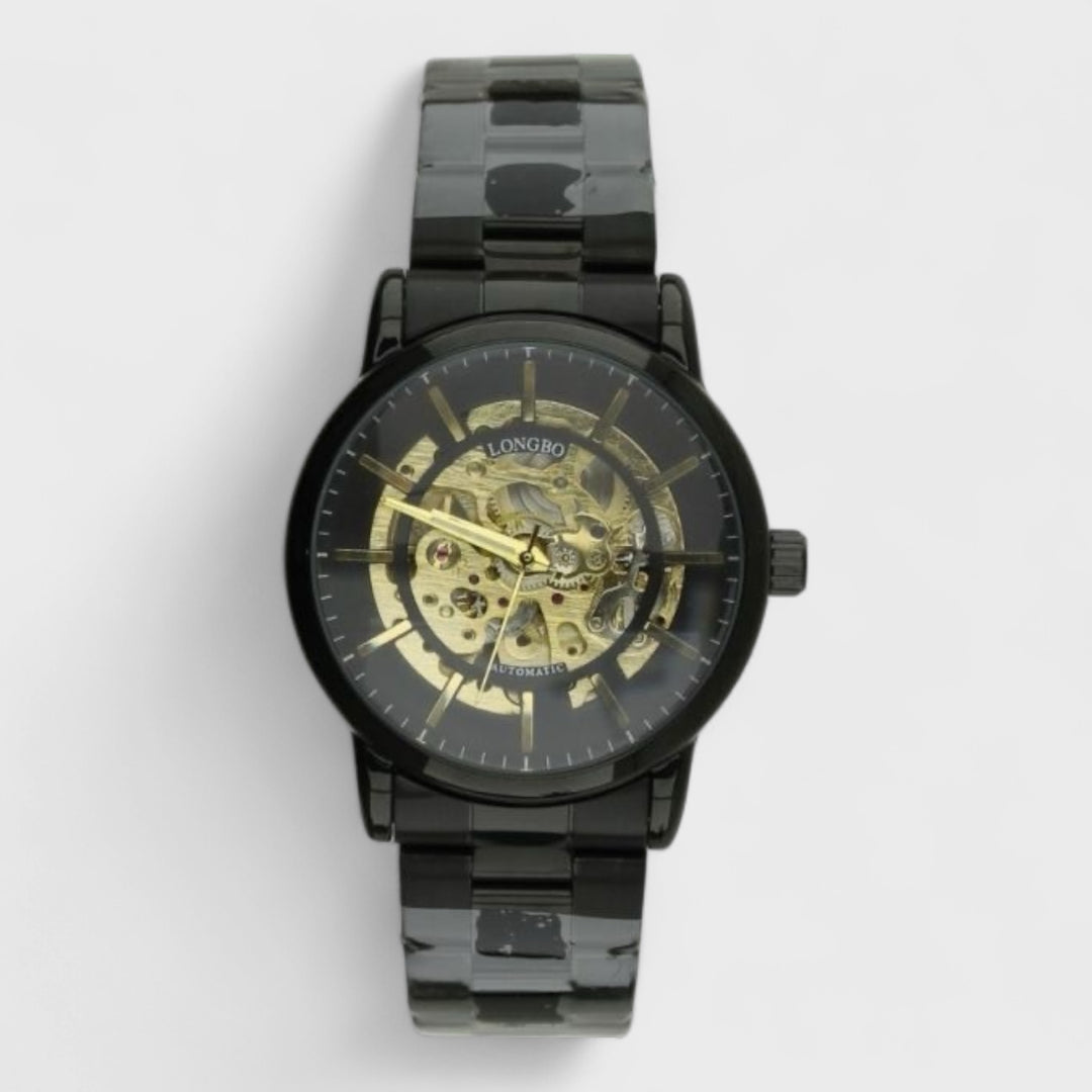 Longbo Automatic Watch with Metal Bracelet Metal Gun D1 black - Shop-Tetuan