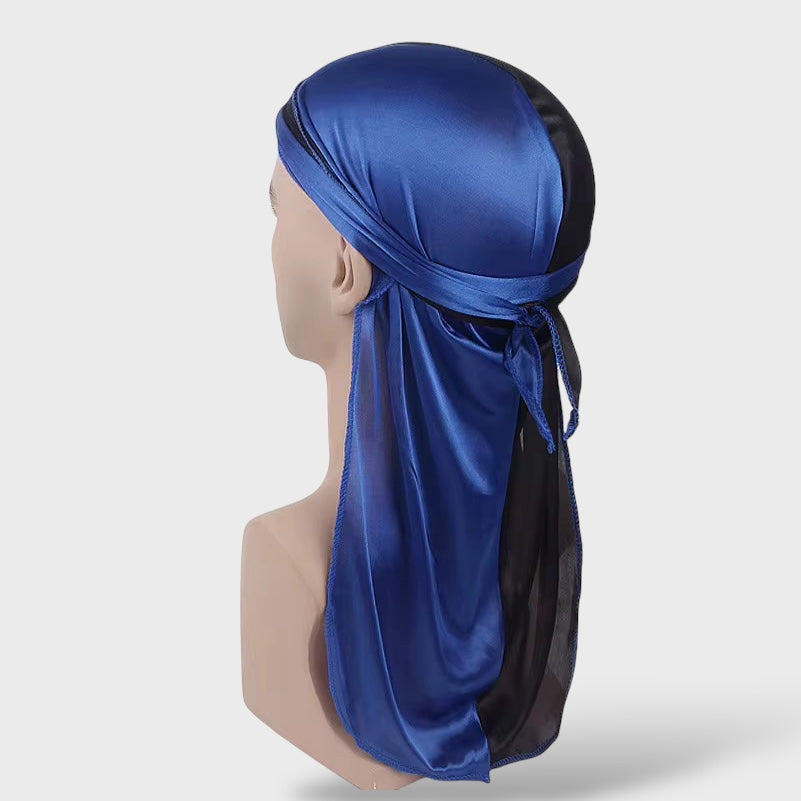 Silky Satin 2-Tone Du-Rag black/blue - Shop-Tetuan