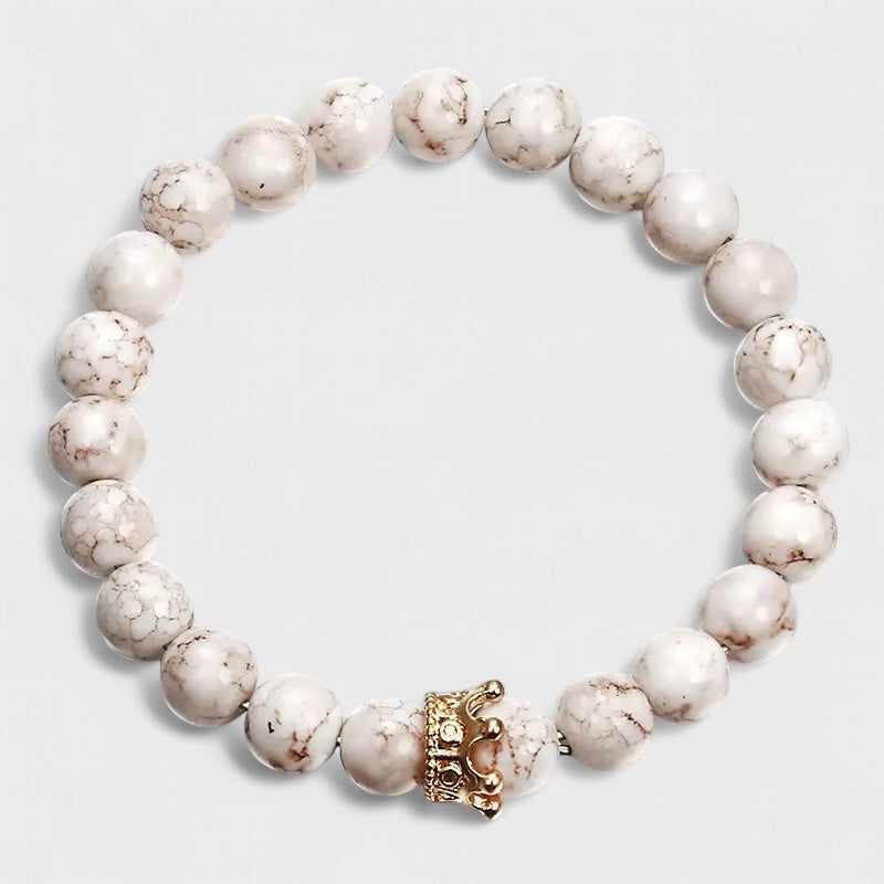 Stone Beaded Crown Bracelet natural white