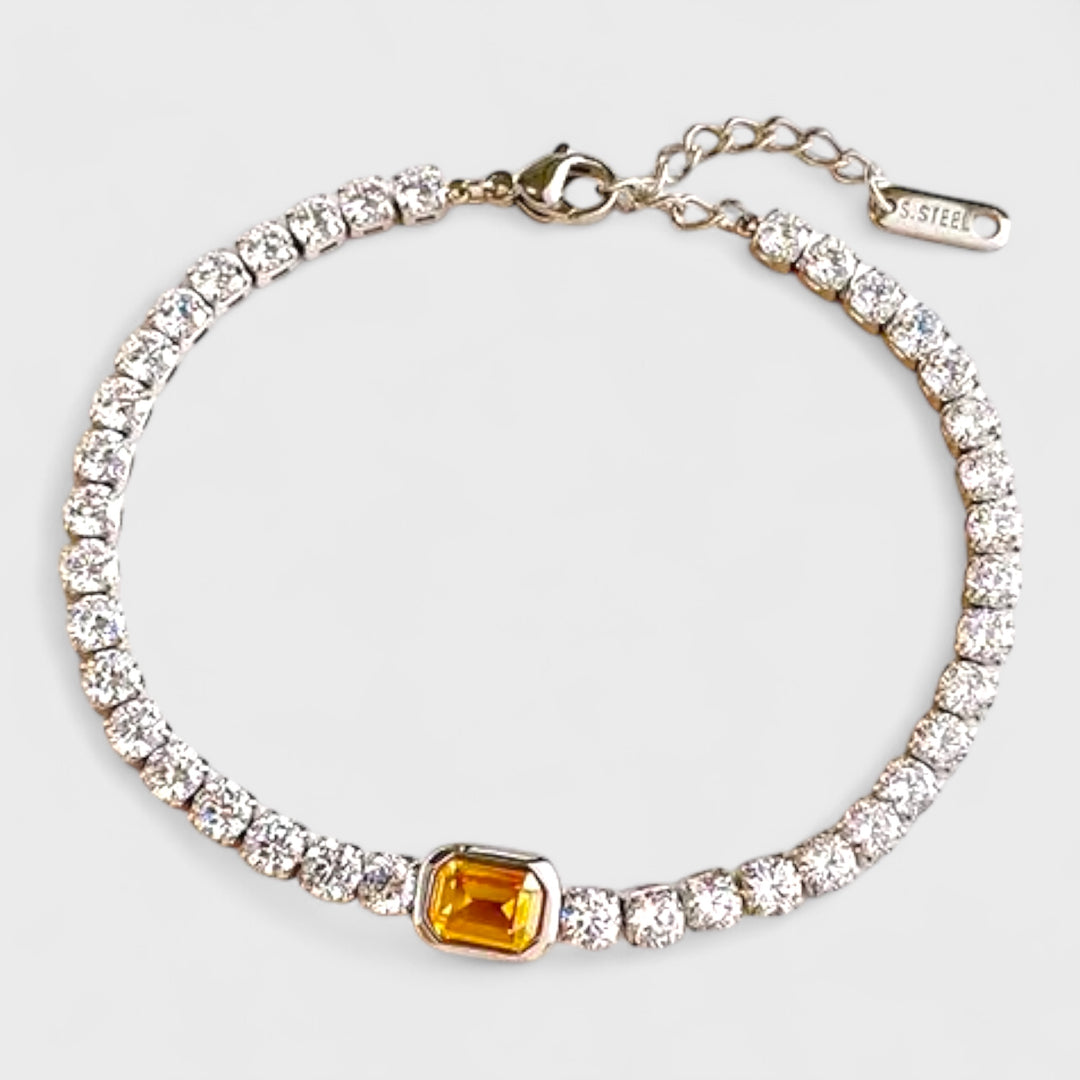 Tennis Stone Bracelet steel/yellow - Shop-Tetuan