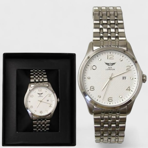 NY London Metal Bracelet Quartz Watch silver/white - Shop-Tetuan