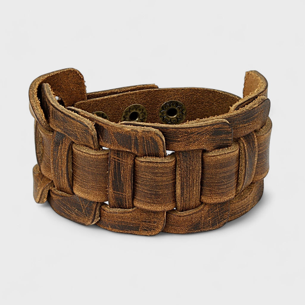Square Knotted Center Adjustable Leather Bracelets brown - Shop-Tetuan