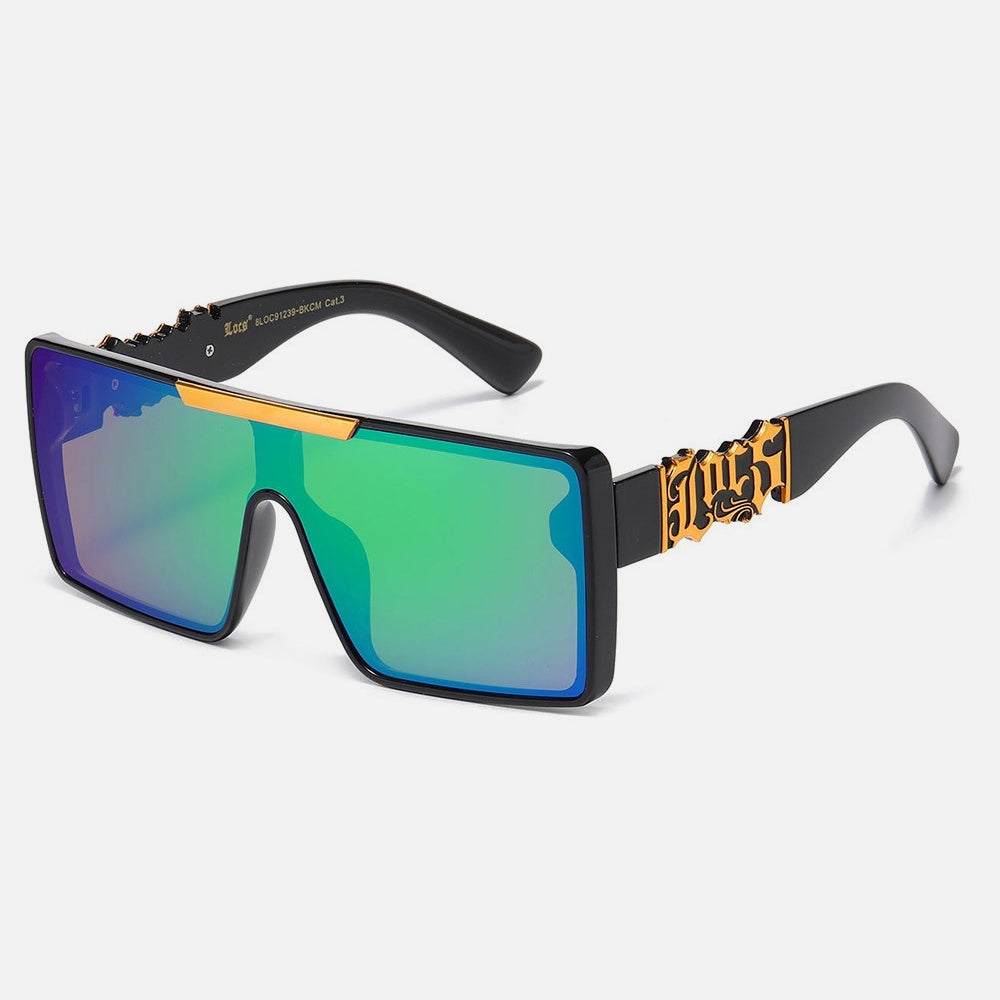 Locs Shield Squared Sunglasses black/green - Shop-Tetuan
