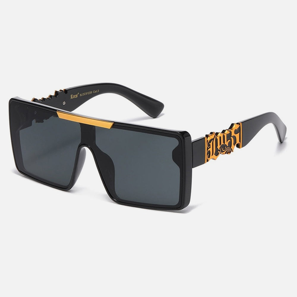 Locs Shield Squared Sunglasses black/gold - Shop-Tetuan
