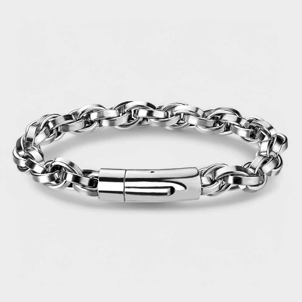 Multilink Rope Chain Bracelet With Catch Lock Clasp steel - Shop-Tetuan