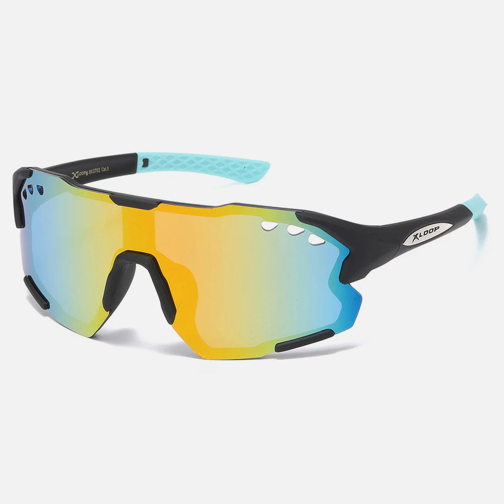 X-Loop Shield Wrap Around Sunglasses black/yellow-mint - Shop-Tetuan