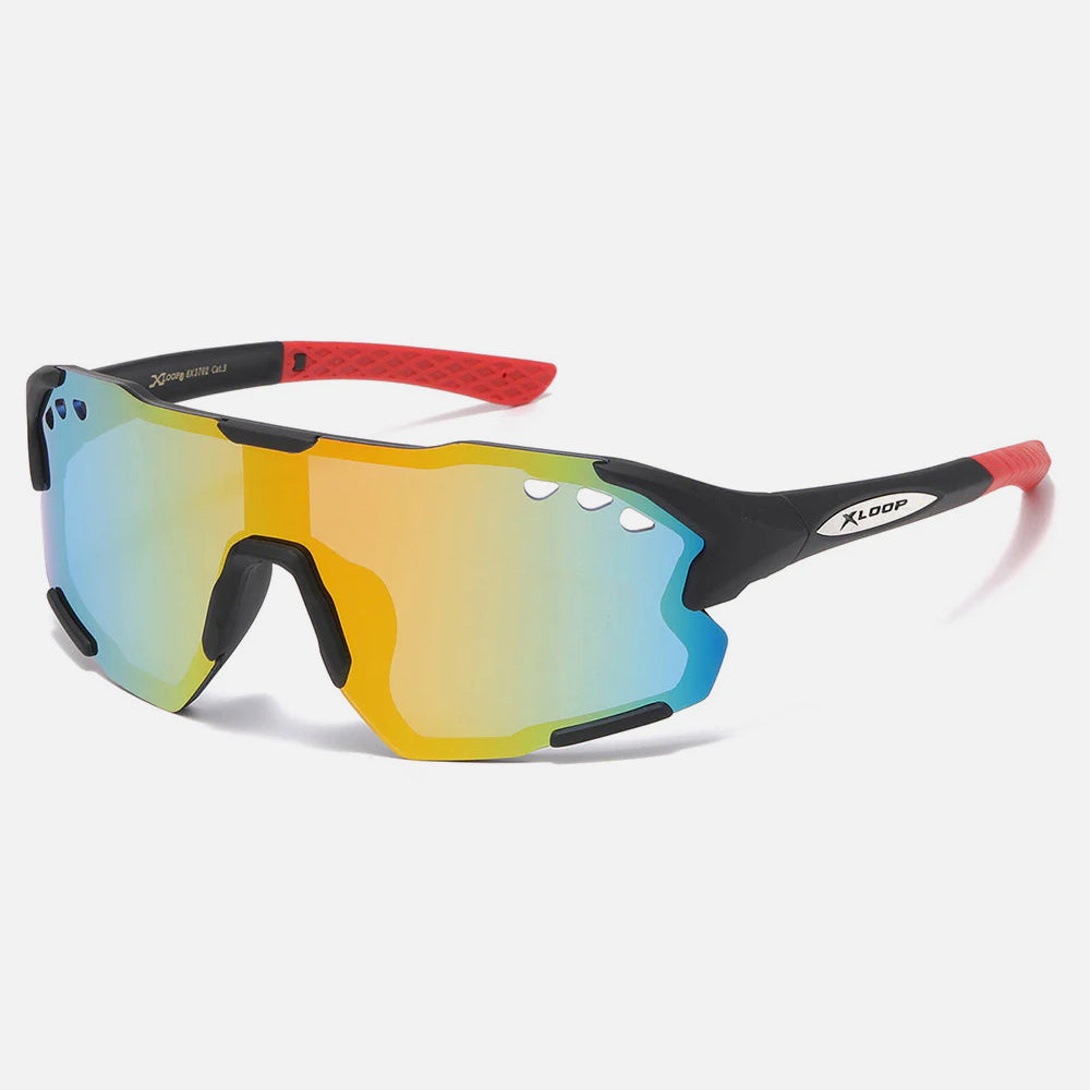 X-Loop Shield Wrap Around Sunglasses black/yellow-red - Shop-Tetuan