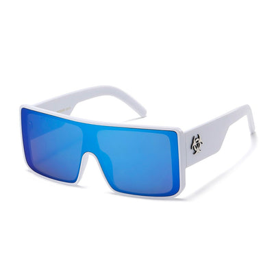 Biohazard Squared Shield Sunglasses white/blue - Shop-Tetuan