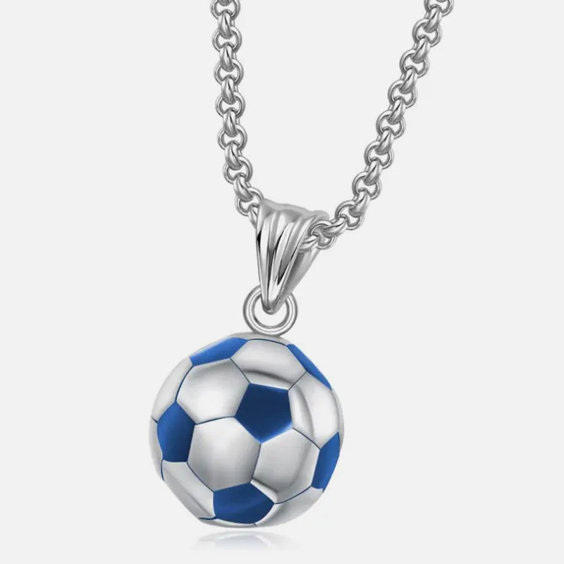 Football Necklace Pendant steel/blue