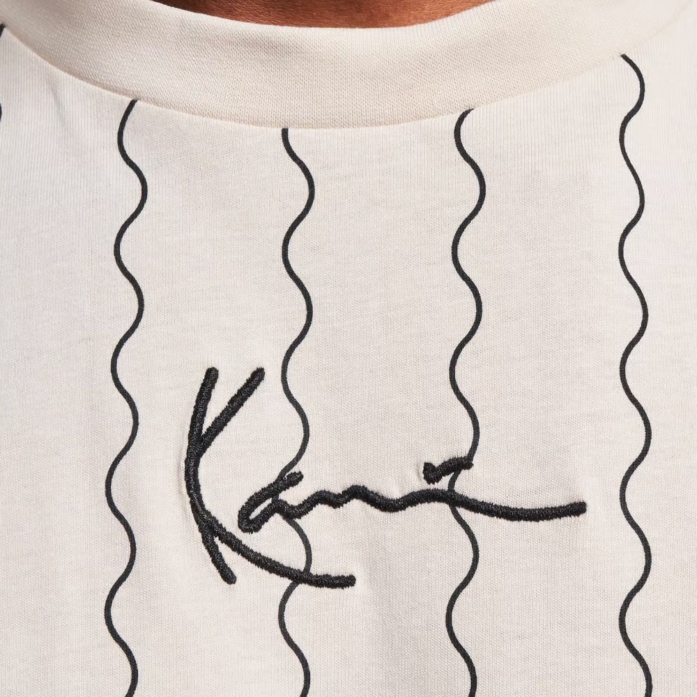 Karl Kani Small Signature Ziczac Pinstripe Tee off white/black - Shop-Tetuan