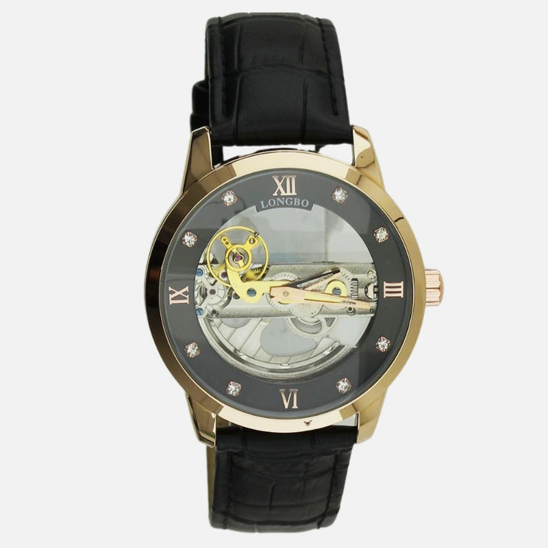 Longbo Men's Automatic Watch with Leather Strap rose/black – Shop