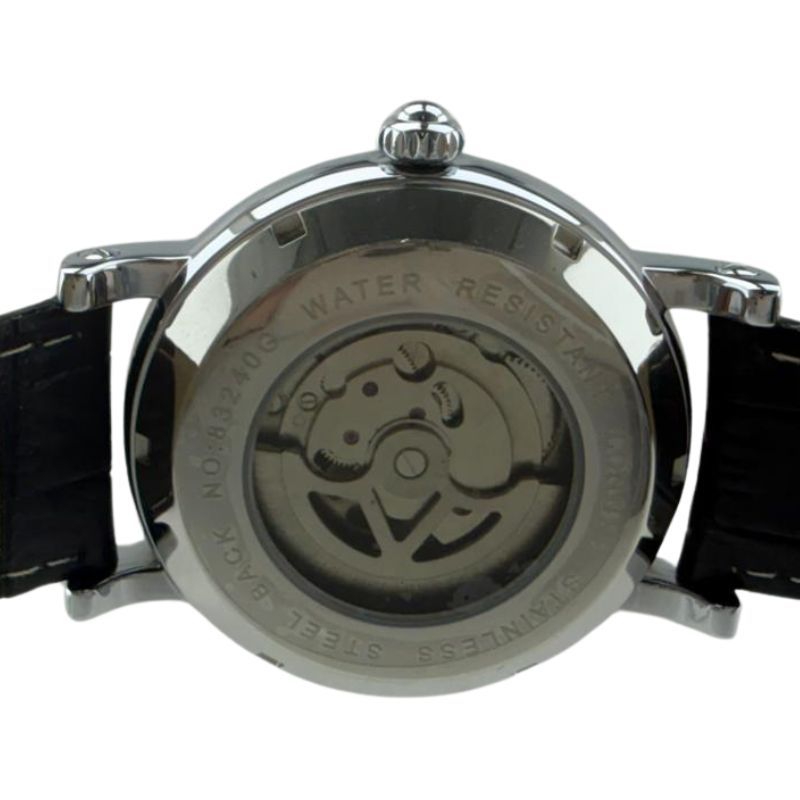 Longbo Automatic Watch with Leather Strap silver/black - Shop-Tetuan