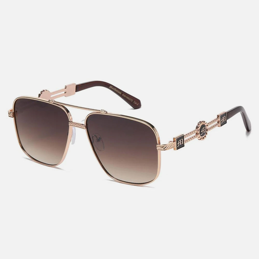Manhattan Aviator Sunglasses gold/brown - Shop-Tetuan
