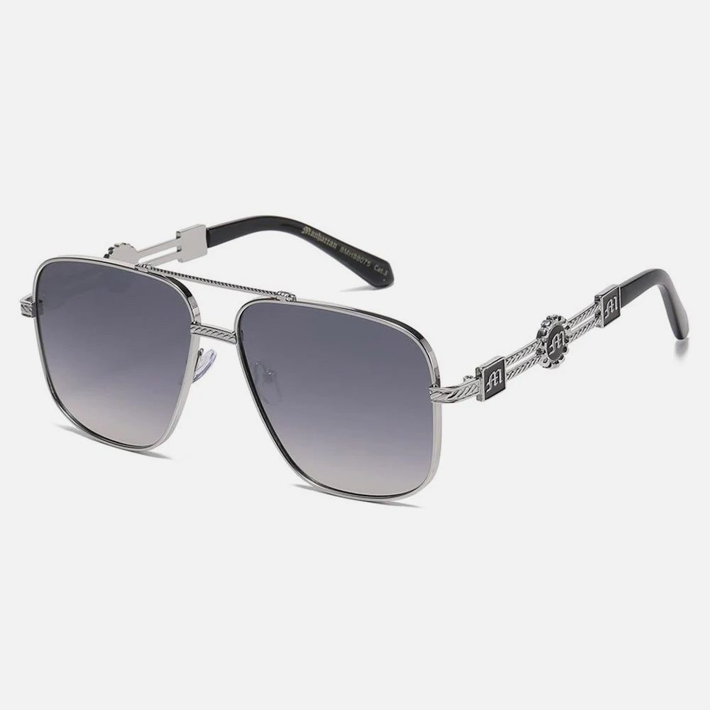 Manhattan Aviator Sunglasses silver/black - Shop-Tetuan