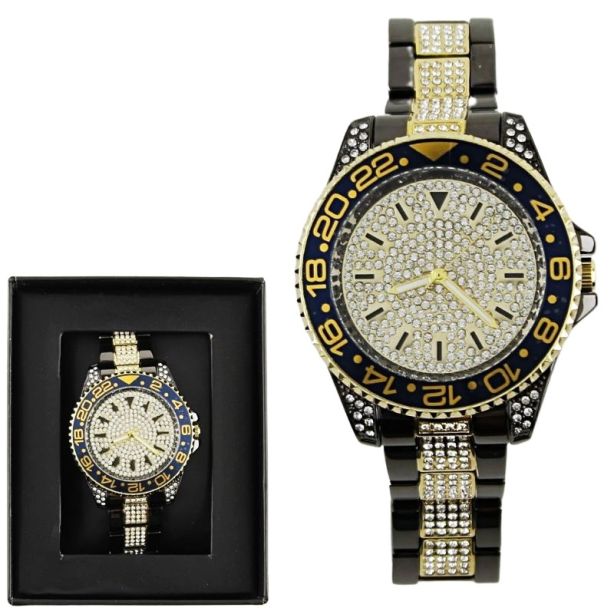 NY London Silver Crystals Watch gun gold black Shop Tetuan