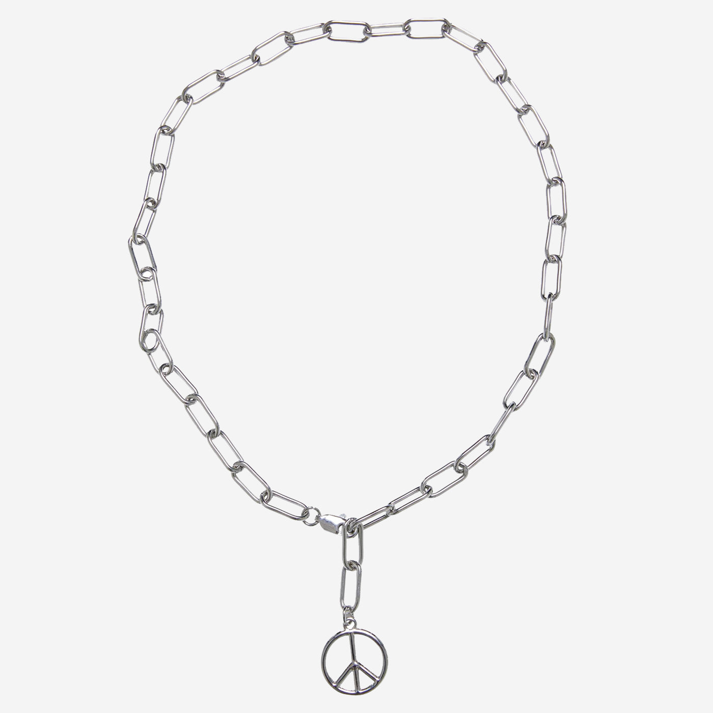 Urban Classics Y Chain Peace Pendant necklace silver - Shop-Tetuan