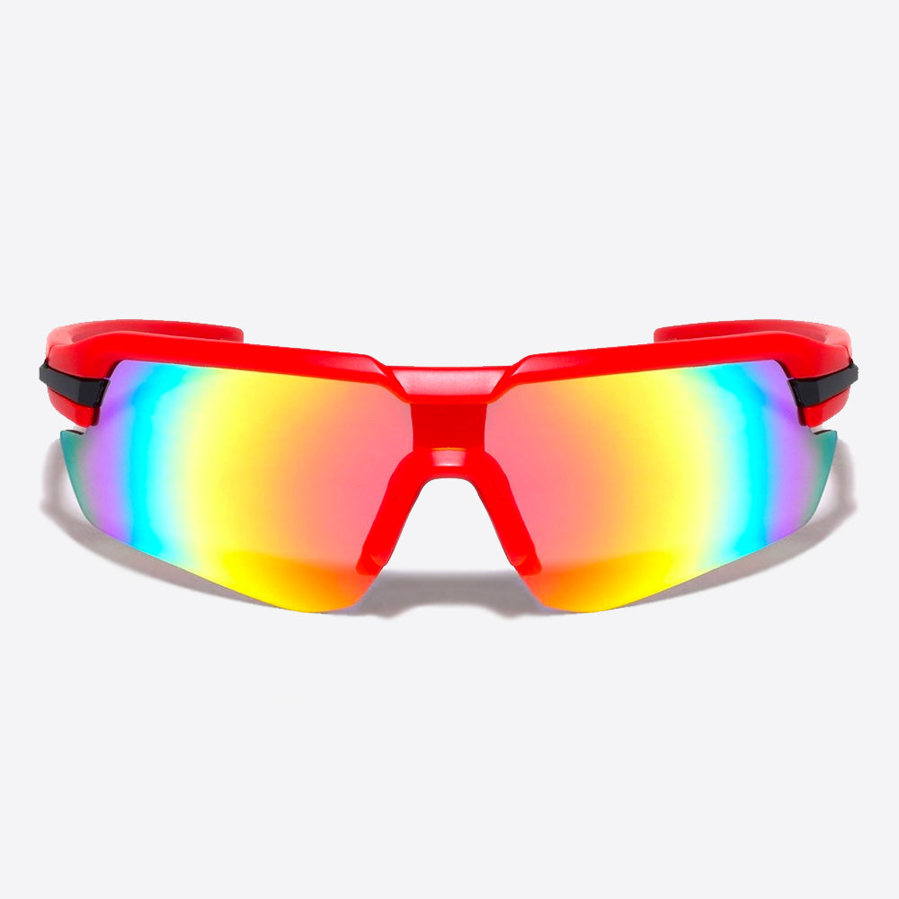 Shield Semi-Rimless Sunglasses red - Shop-Tetuan