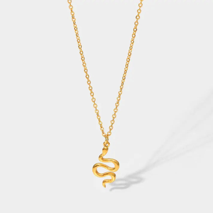 Snake Chain Pendant Necklace 18K Gold Plated steel/gold - Shop-Tetuan
