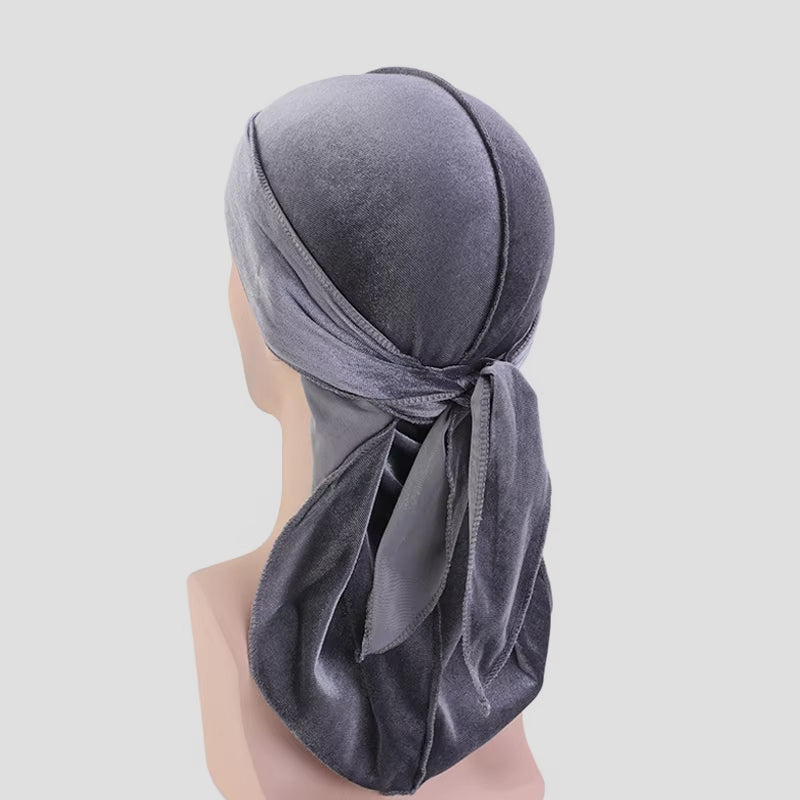 Luxury Velvet Du-Rag grey - Shop-Tetuan