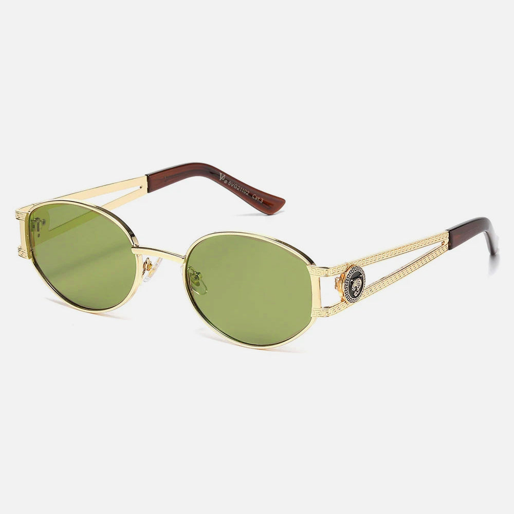 VG Round Sunglasses gold/green mirror lens