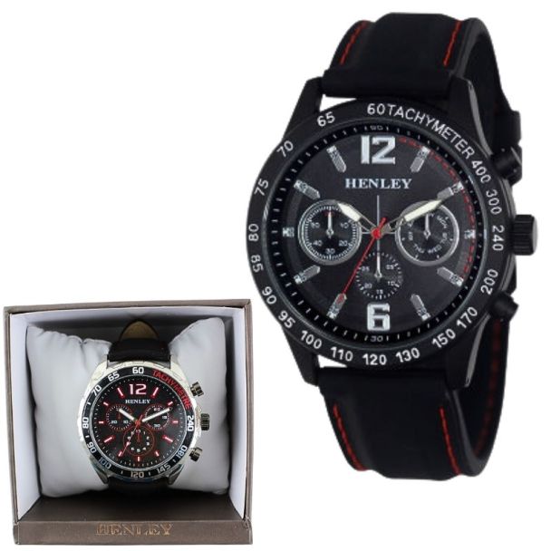 Henley Large Sports Silicone Watch black - Shop-Tetuan