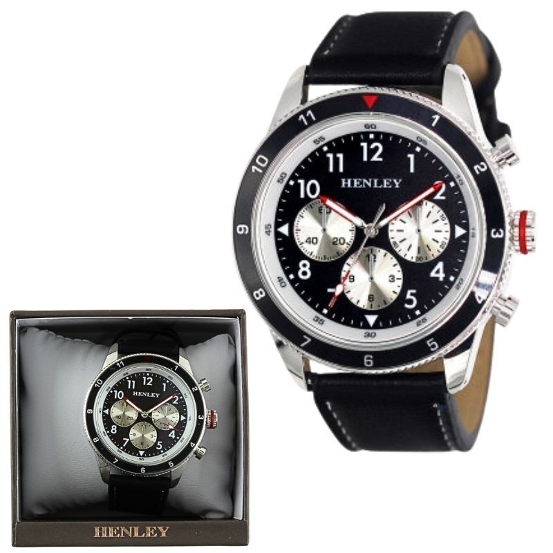 Henley Sports Polished Coloured Stitch Multi Eye Watch black/black - Shop-Tetuan