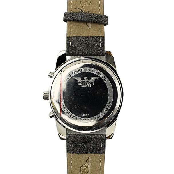 Softech Round Leather Strap Watch grey/silver - Shop-Tetuan