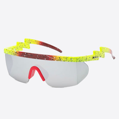 X-Loop Shield Zigzag Sunglasses yellow/red - Shop-Tetuan