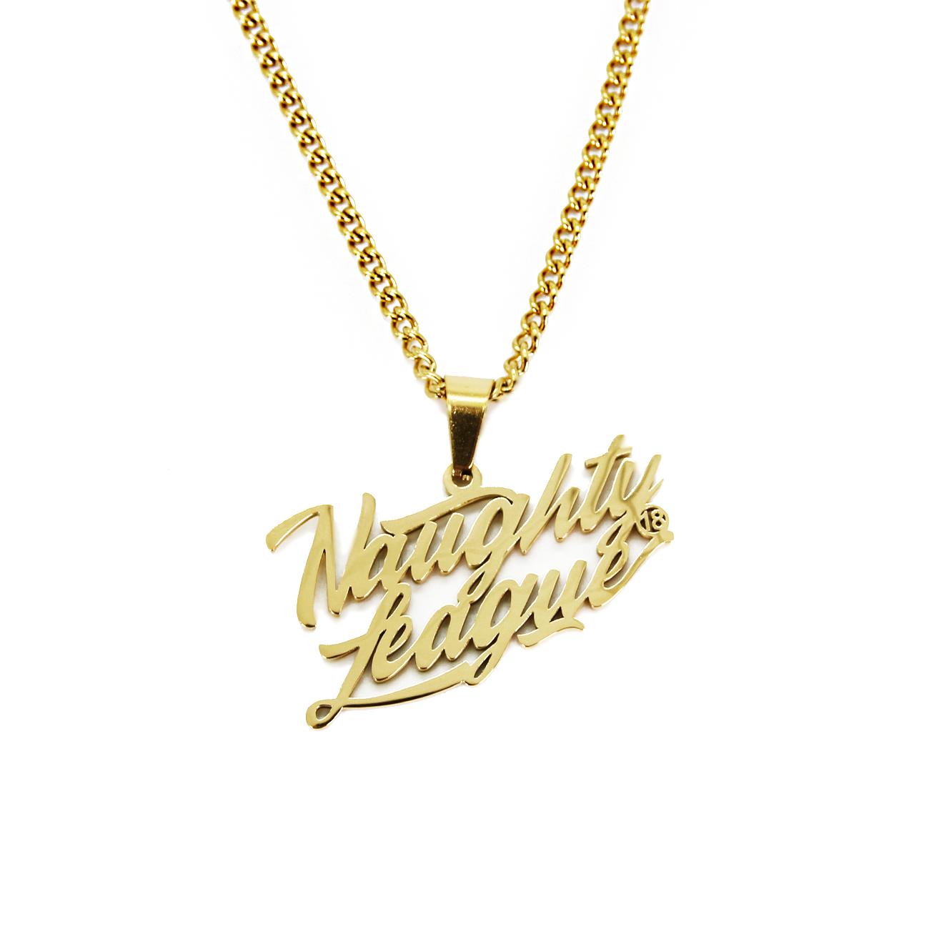 Naughty League Branded Logo Necklace steel/gold - Shop-Tetuan