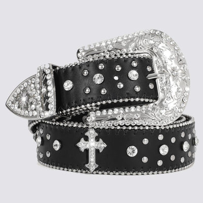 Diamond Cross Studded Rhinestone Belt black/silver - Shop-Tetuan