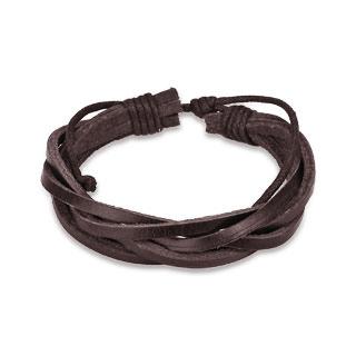 Leather Bracelet with 5 Entangled Strips Brown - Shop-Tetuan