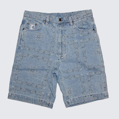 Karl Kani OG Paisley Denim Shorts bleached blue - Shop-Tetuan