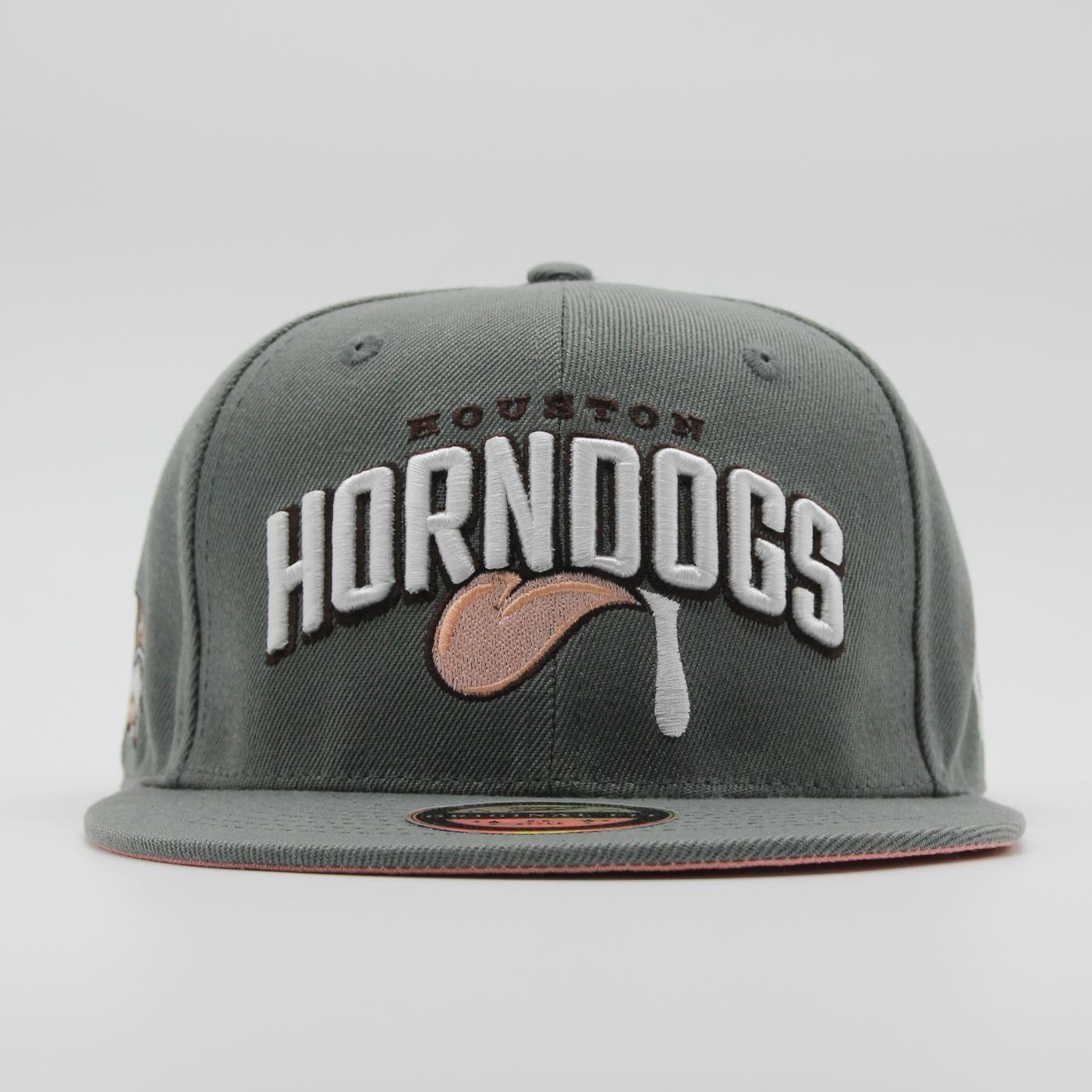 Naughty League Houston Horndogs Text Logo fitted grey - Shop-Tetuan