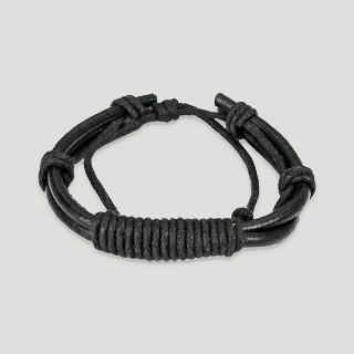 Leather Bracelet with Long Shocker Tie Knots black - Shop-Tetuan
