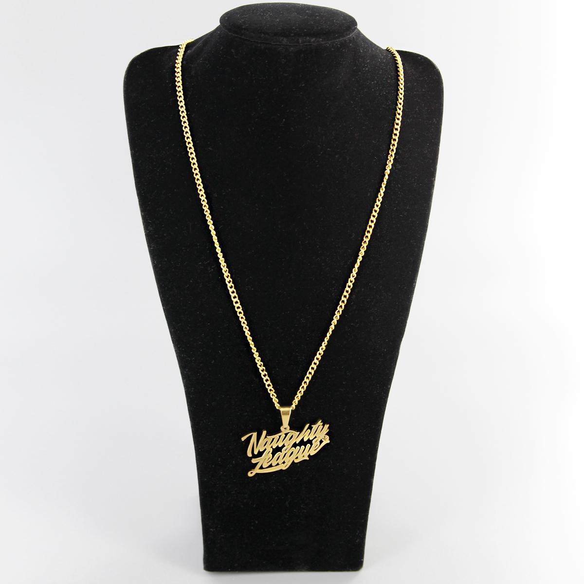 Naughty League Branded Logo Necklace steel/gold - Shop-Tetuan